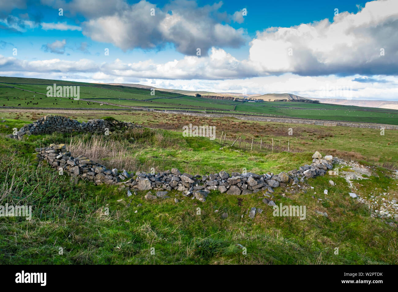 Il gin circle, utilizzati per avvolgere con cavalli a luci di miniera, un vecchio e molto successo miniera di piombo su Castleton Moor. Foto Stock