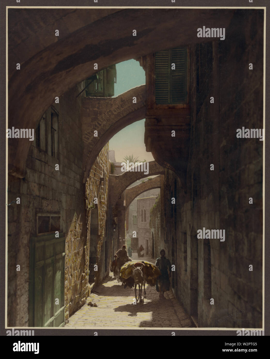 Le fotografie mostrano le persone, gli edifici e i paesaggi di Gerusalemme e Palestina (presente giorno Israele e la Cisgiordania). (P. 1-35) fotografie includono: pastori di Betlemme street scene, Jaffa (Giaffa) rocce in una tempesta, panorama di Gerusalemme, Fila di alberi di olivo e in Gerusalemme: un pacchetto treno al di fuori porta di Damasco, le mura della città, David Street, Cupola della roccia, la Via Dolorosa, arcuate street nella Città Vecchia e un monaco libro di lettura nel giardino del Getsemani. (P. 35-73) fotografie includono: Ritratto di un ARABO EBREO dallo Yemen e Ramallah contadino la filatura della lana, Ramallah donna in costume ricamato, villaggio carpen Foto Stock