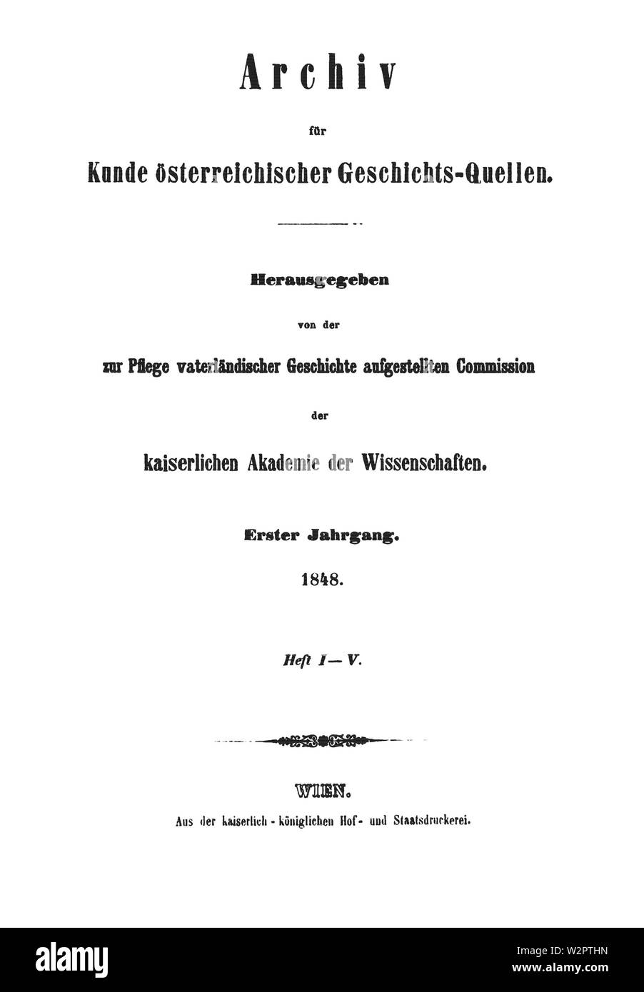 Archiv für österreichische Geschichte 1848 Titel Foto Stock