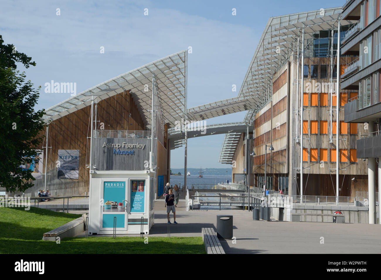 Architettura Astrup Fearnley Museum di fotografia in Tjuvholmen Oslo, Norvegia Foto Stock