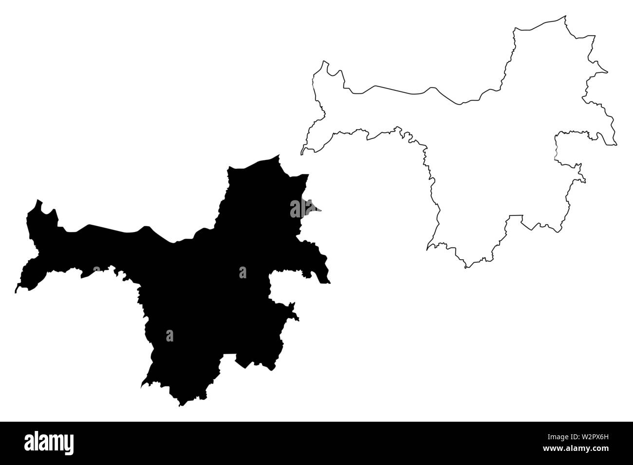 Regione Nzerekore (suddivisioni della Guinea, Guinea Conakry, Guinea Francese) mappa illustrazione vettoriale, scribble schizzo Nzerekore mappa Illustrazione Vettoriale
