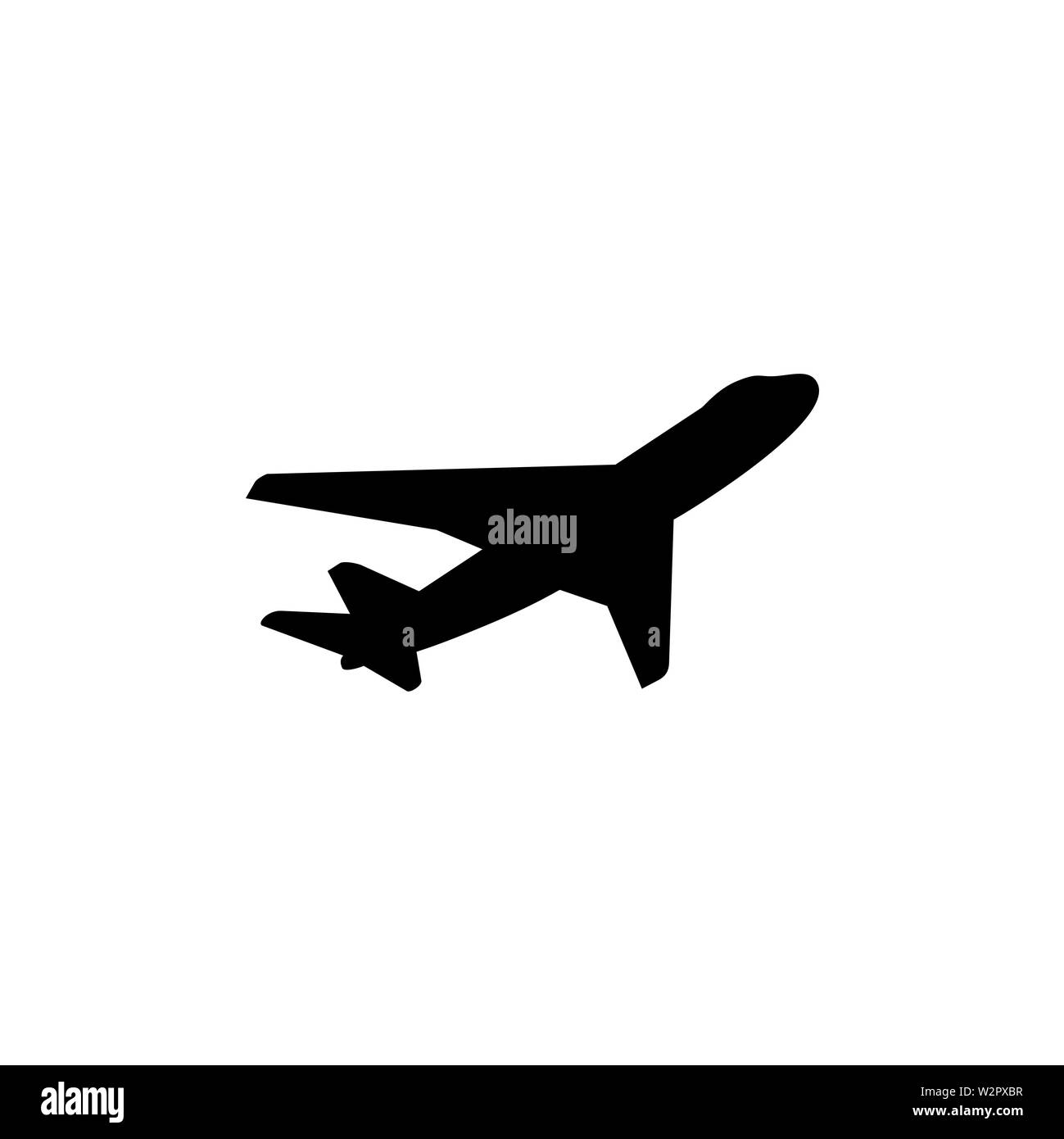 Icona aereo in uno stile piatto vettore per app, UI, siti web. Icona nera illustrazione vettoriale. Foto Stock