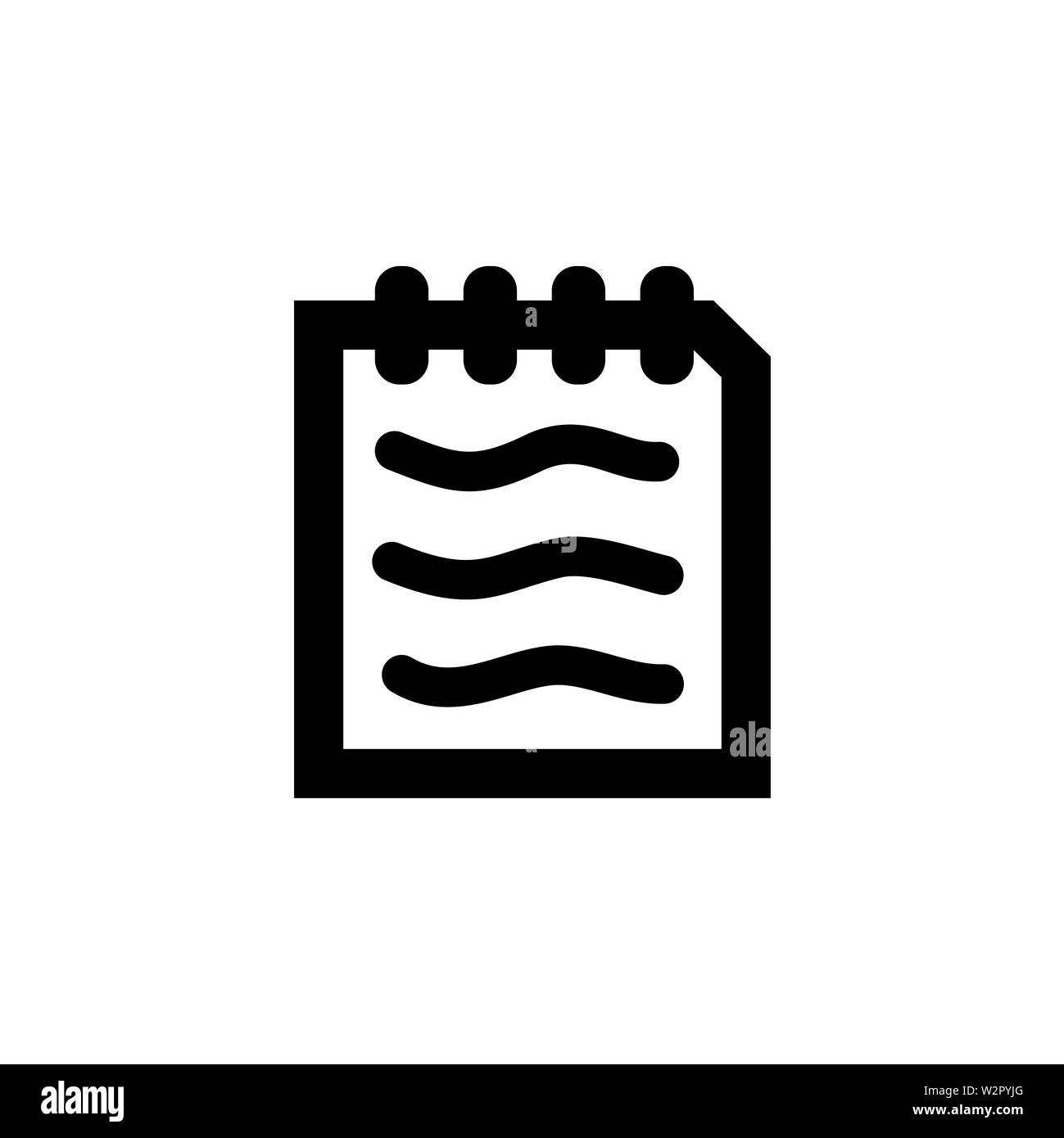 Icona Documento nella piana di vettore di stile per le app, UI, siti web. Icona nera illustrazione vettoriale. Foto Stock