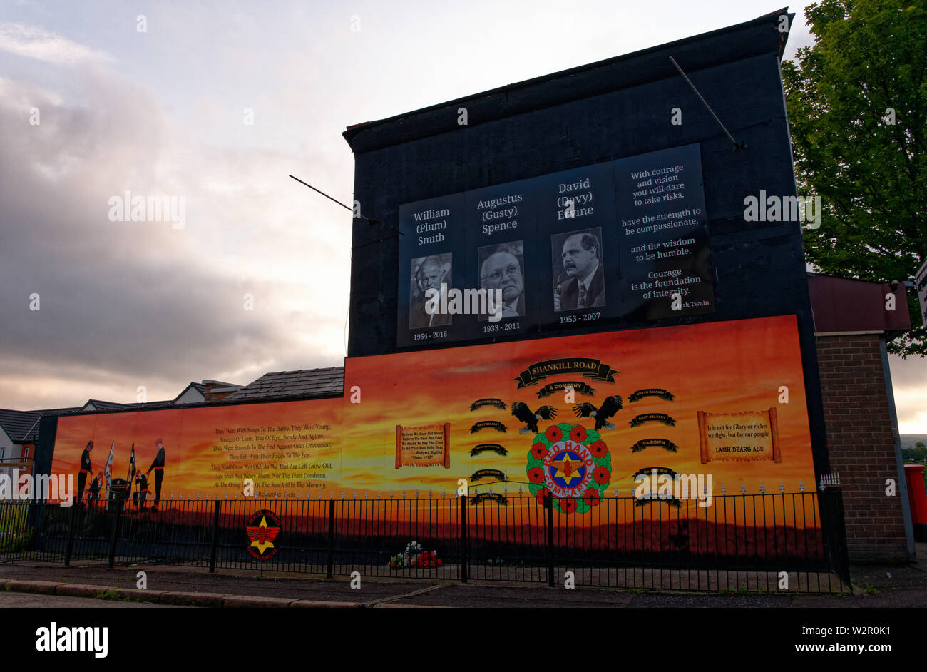 Shankill Road, Belfast, Irlanda del Nord.murales sulla Shankill Road. Foto Stock
