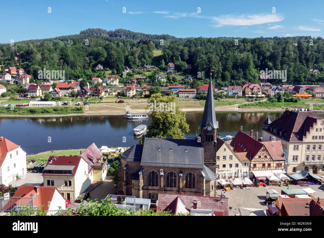 Stadt Wehlen, una città sul fiume Elba, Sassonia Germania Europa Foto Stock