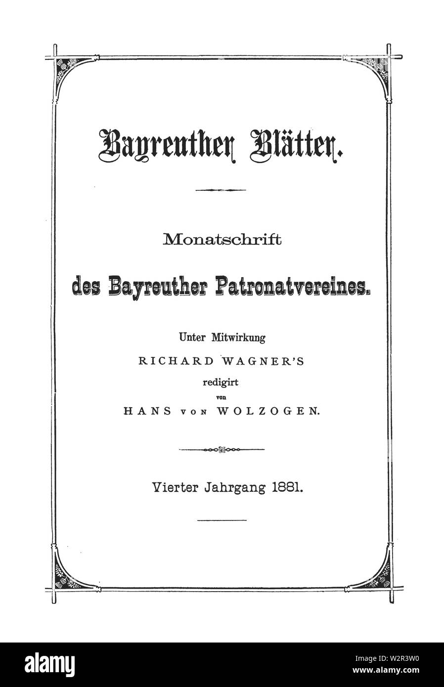 Bayreuther Blätter 1881 Titel Foto Stock