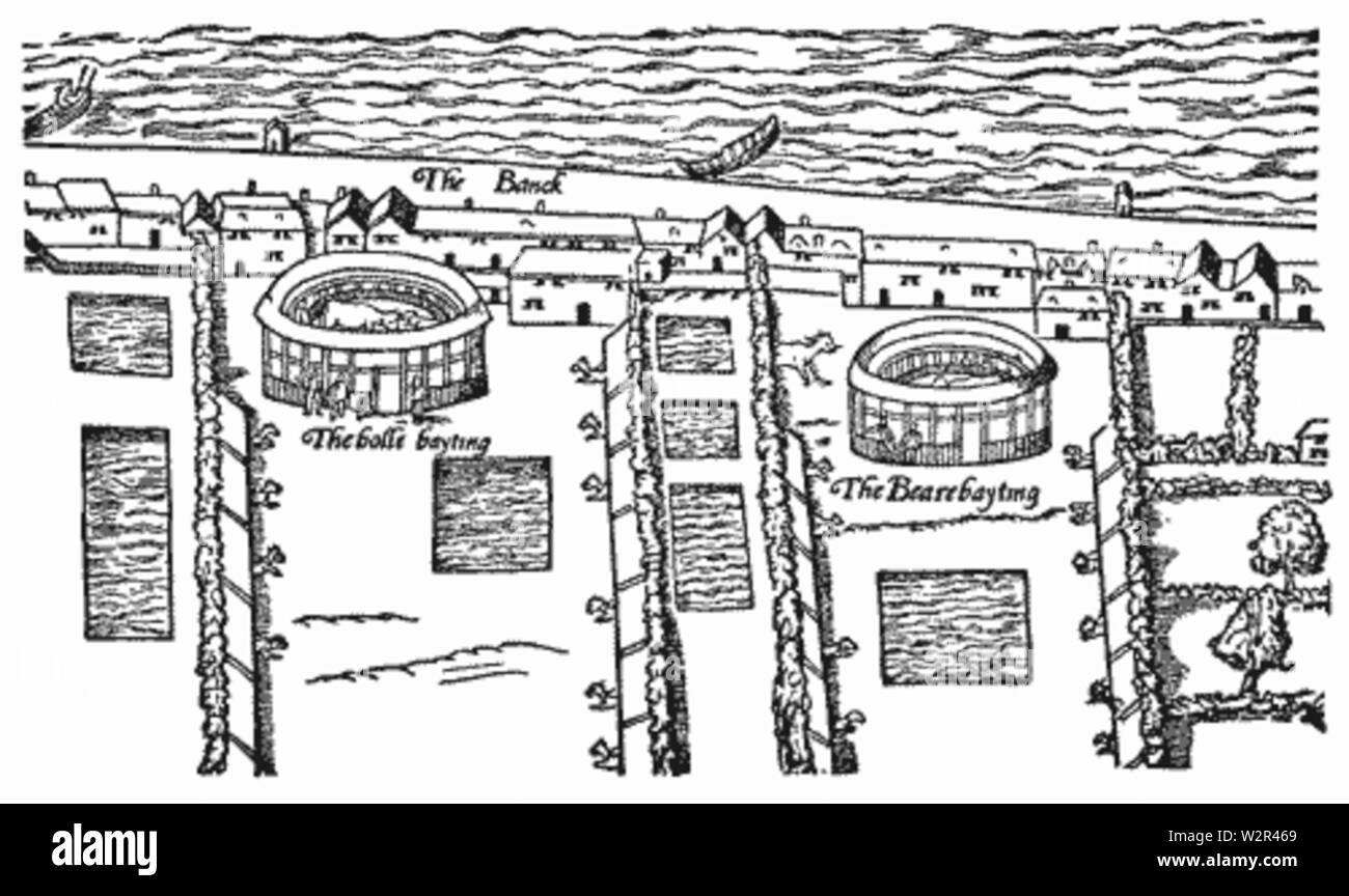 Orso e bull-baiting anelli, Bankside, Londra c1560 Foto Stock
