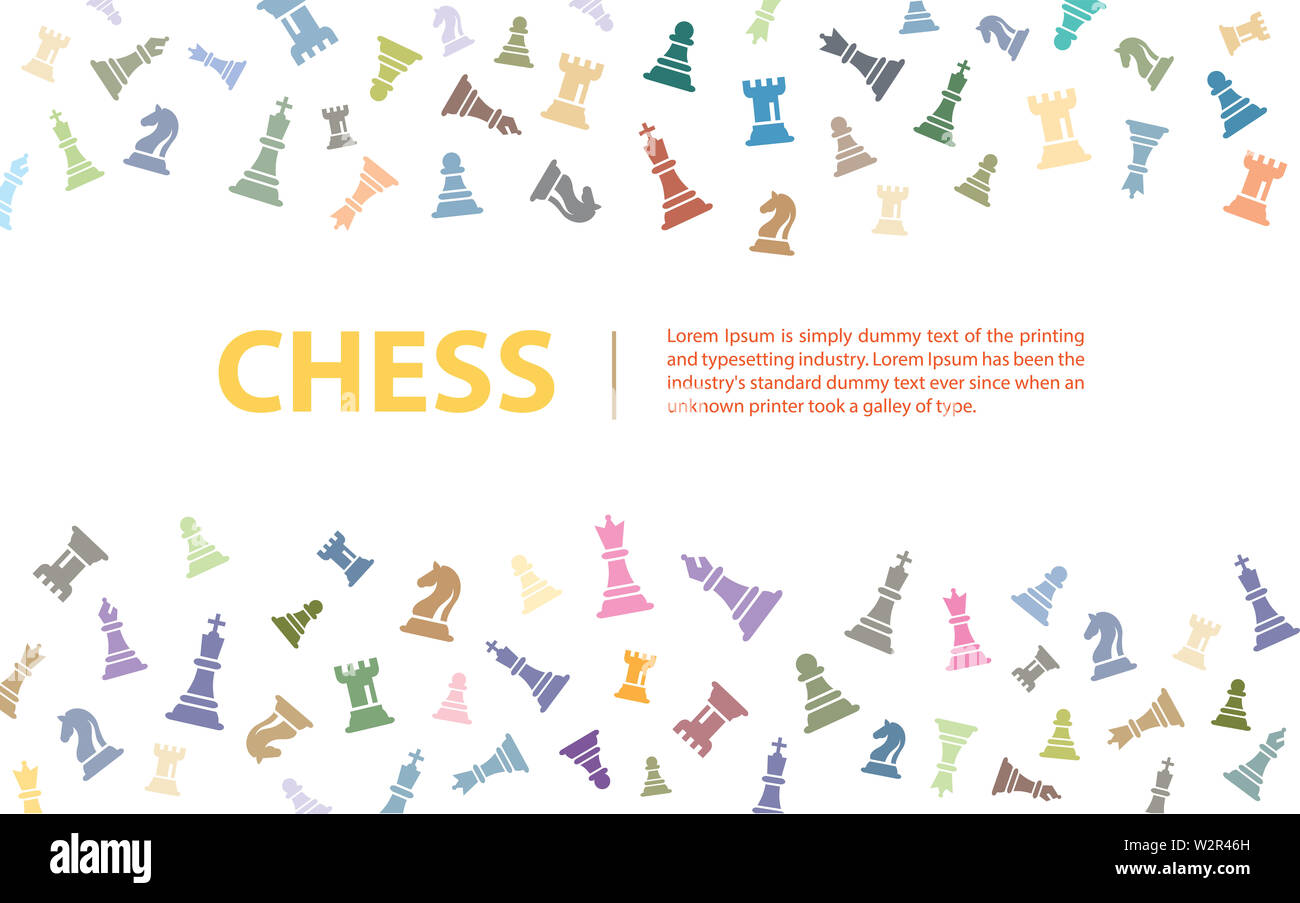 Controllare illustrazione vettoriale su uno sfondo bianco. Gli oggetti compresi King, Queen, Vescovo, Cavaliere, Rook, pegno. Foto Stock