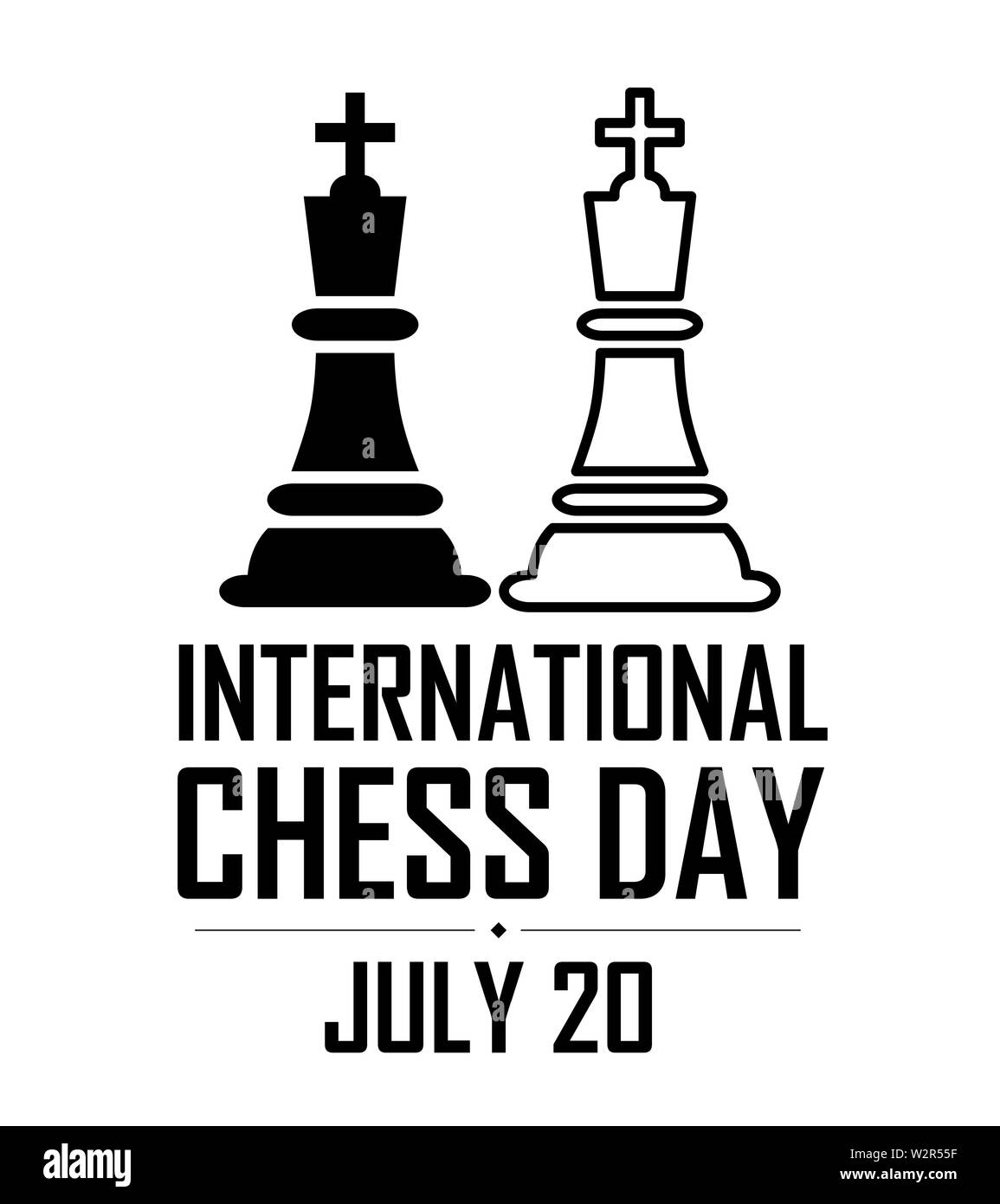 Internazionale di Scacchi giorno illustrazione vettoriale su sfondo bianco. Scacchi illustrazione vettoriale. Foto Stock
