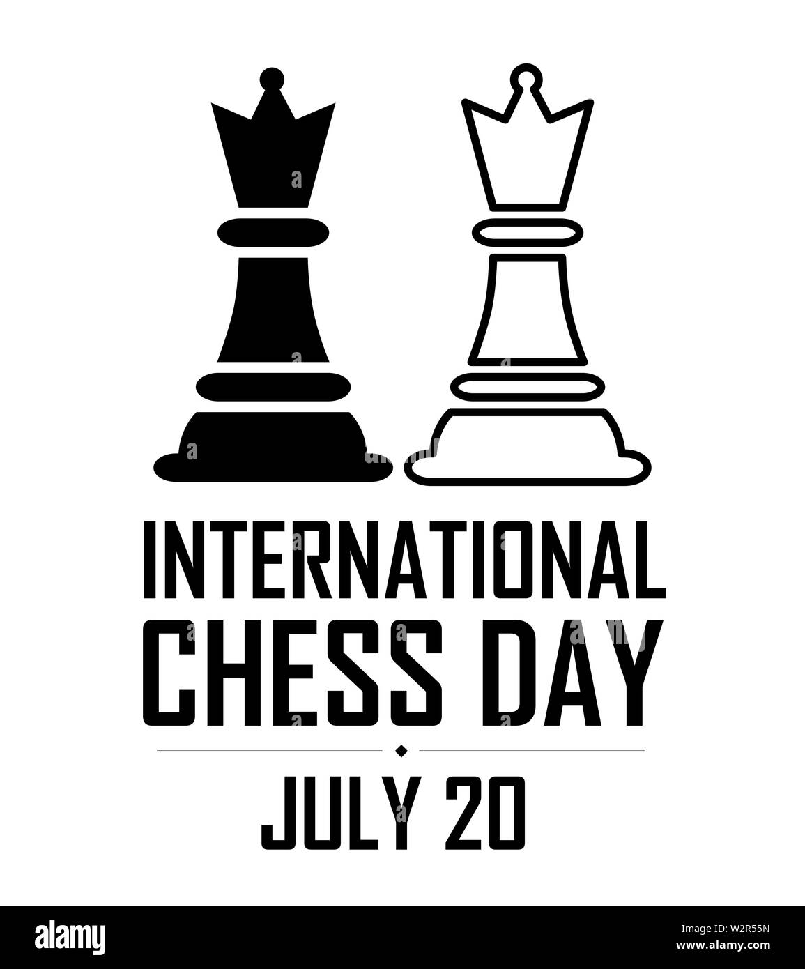 Internazionale di Scacchi giorno illustrazione vettoriale su sfondo bianco. Scacchi illustrazione vettoriale. Foto Stock