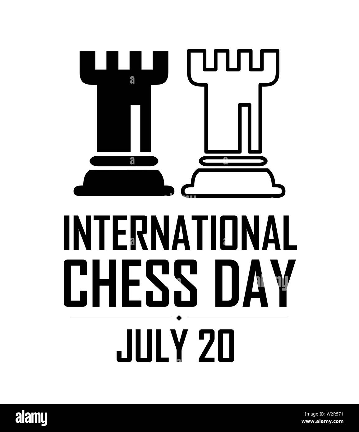 Internazionale di Scacchi giorno illustrazione vettoriale su sfondo bianco. Scacchi illustrazione vettoriale. Foto Stock