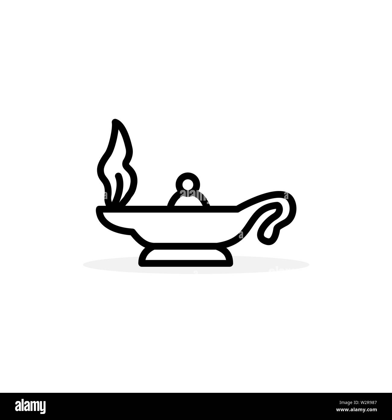 Magia olio lampada Icona linea in stile appartamento per vettore App, UI, siti web. Icona nera illustrazione vettoriale Foto Stock