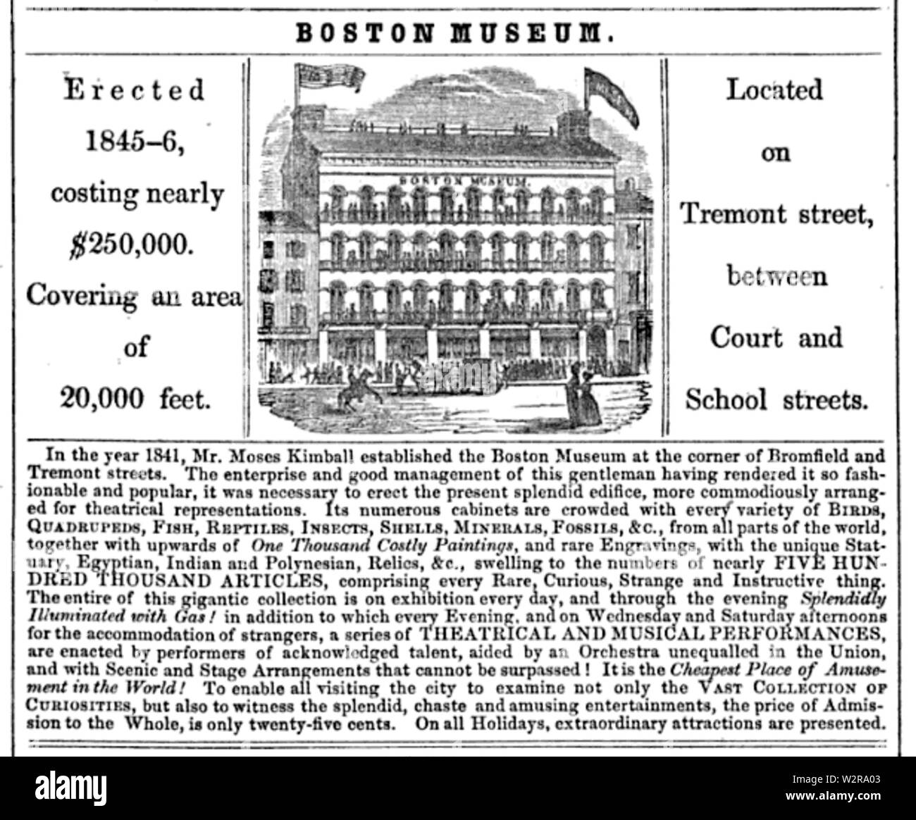 BostonMuseum BostonDirectory1849 Foto Stock