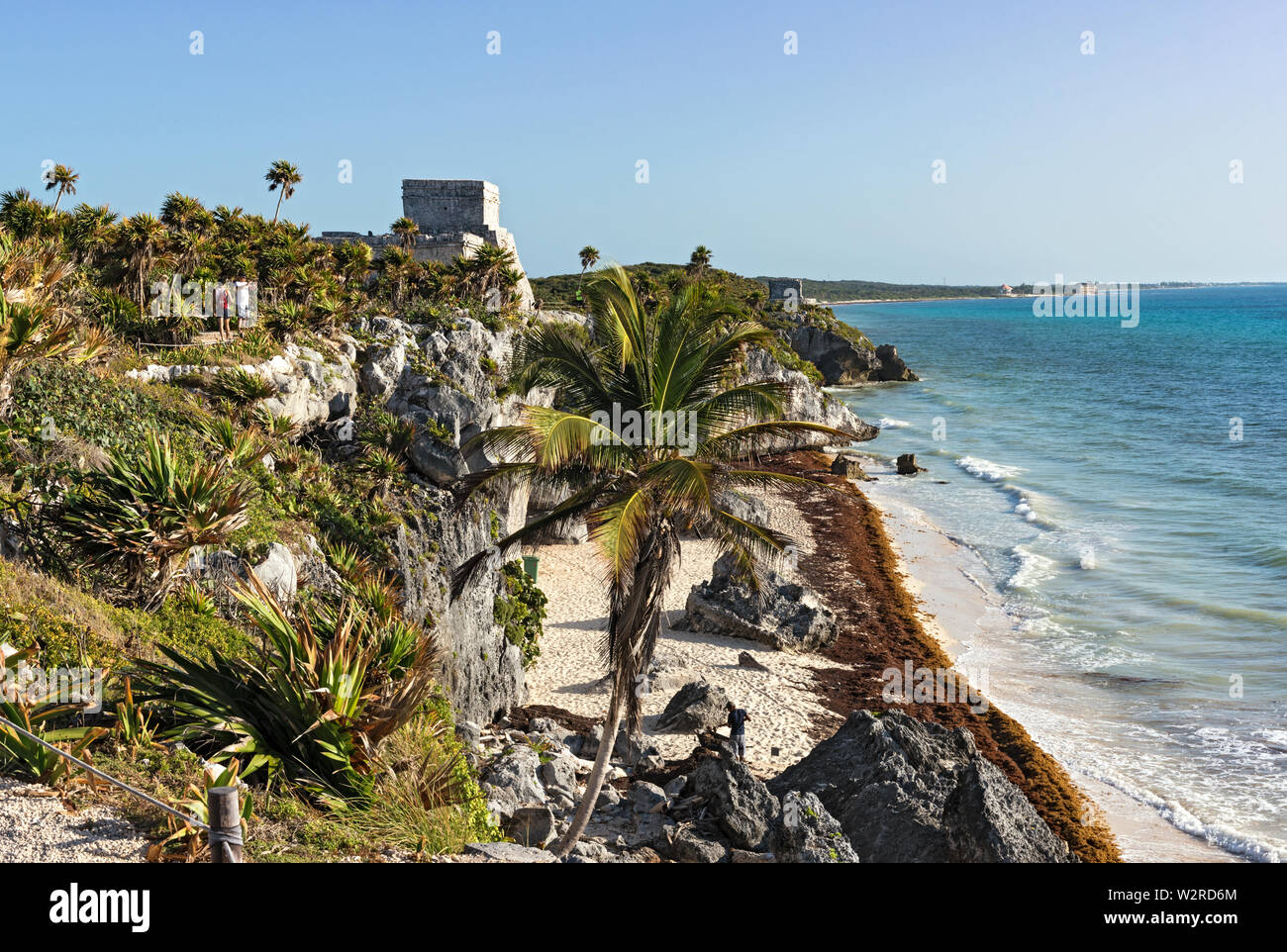 Le rovine della città Maya Tulum, Quintana Roo, Messico Foto Stock