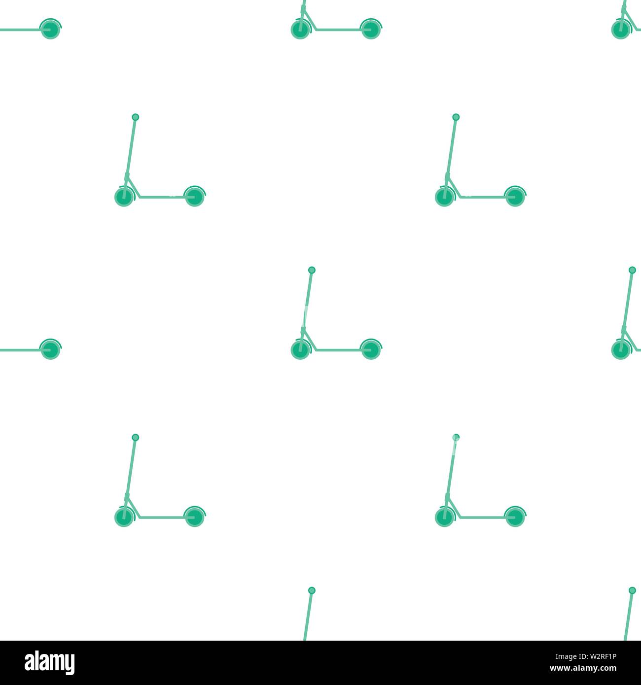Modello senza cuciture con electric kick scooter su sfondo bianco. Città Micromobility trasporto. Illustrazione Vettoriale eps10. Illustrazione Vettoriale