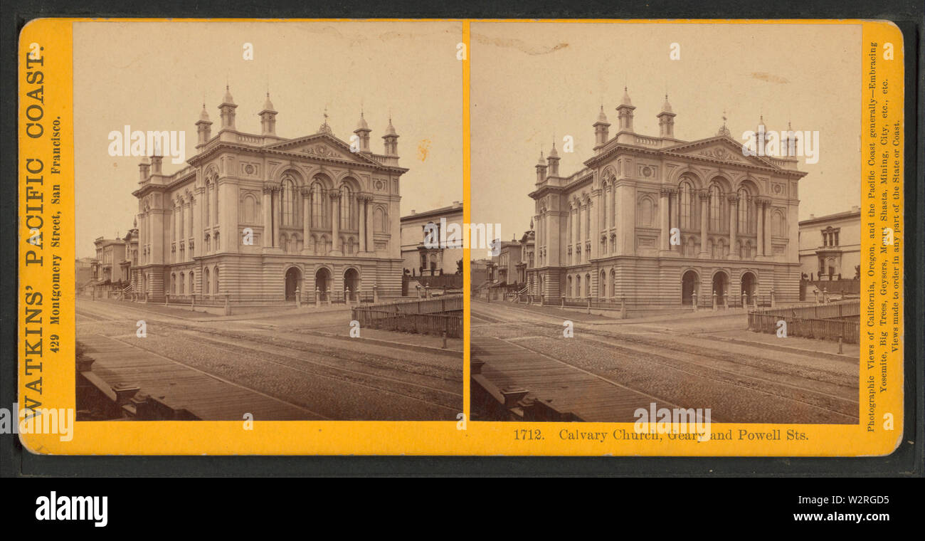Calvario Chiesa, Geary e Powell Sts, da Robert N Dennis raccolta di vista stereoscopica 2 Foto Stock