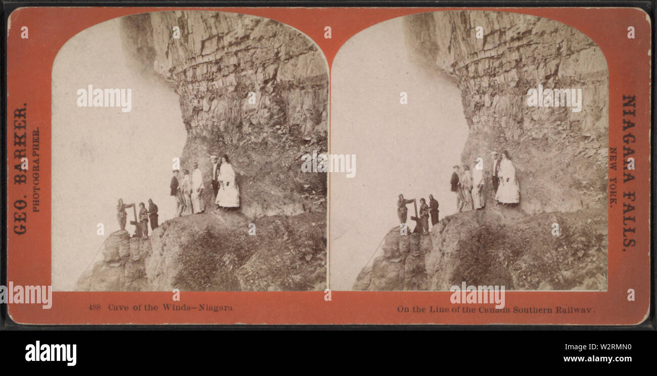 La Caverna dei Venti, Niagara sulla linea del Canada Ferrovia Meridionale, da Barker, George, 1844-1894 Foto Stock