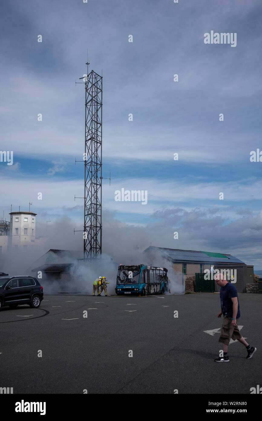 GREAT ORME VERTICE BUS LLANDUDNO FIRE Luglio 2019 Foto Stock