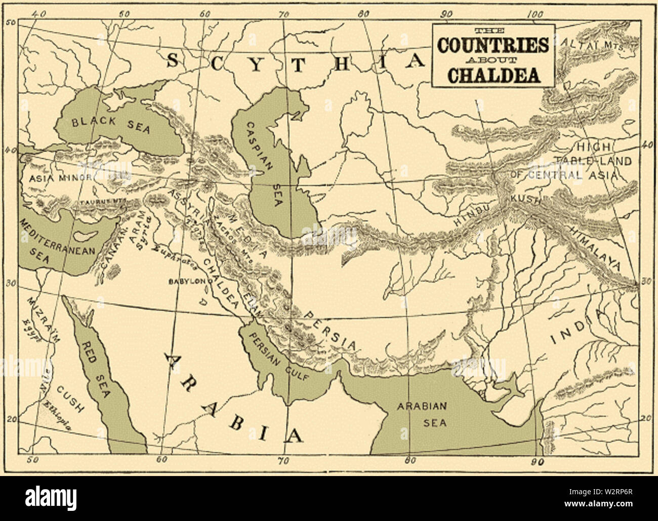 In caldea - Mappa - i paesi intorno Caldea Foto Stock