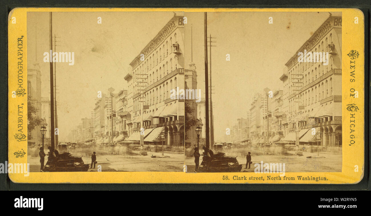 Clark Street a nord di Washington (Street), da Carbutt, Giovanni, 1832-1905 Foto Stock