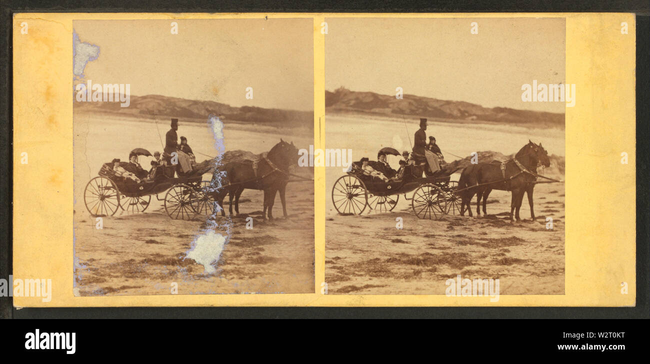 Allenatore sulla spiaggia, da Robert N Dennis raccolta di vista stereoscopica 4 Foto Stock