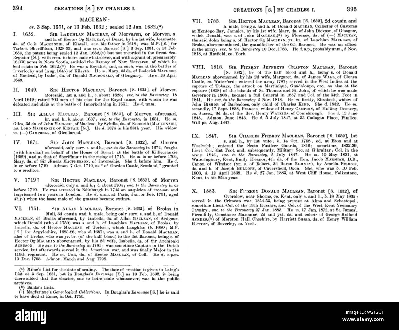 Completare Baronetage inglese, irlandese e scozzese, 1625-1649 (1902) pagine 394-395 Foto Stock