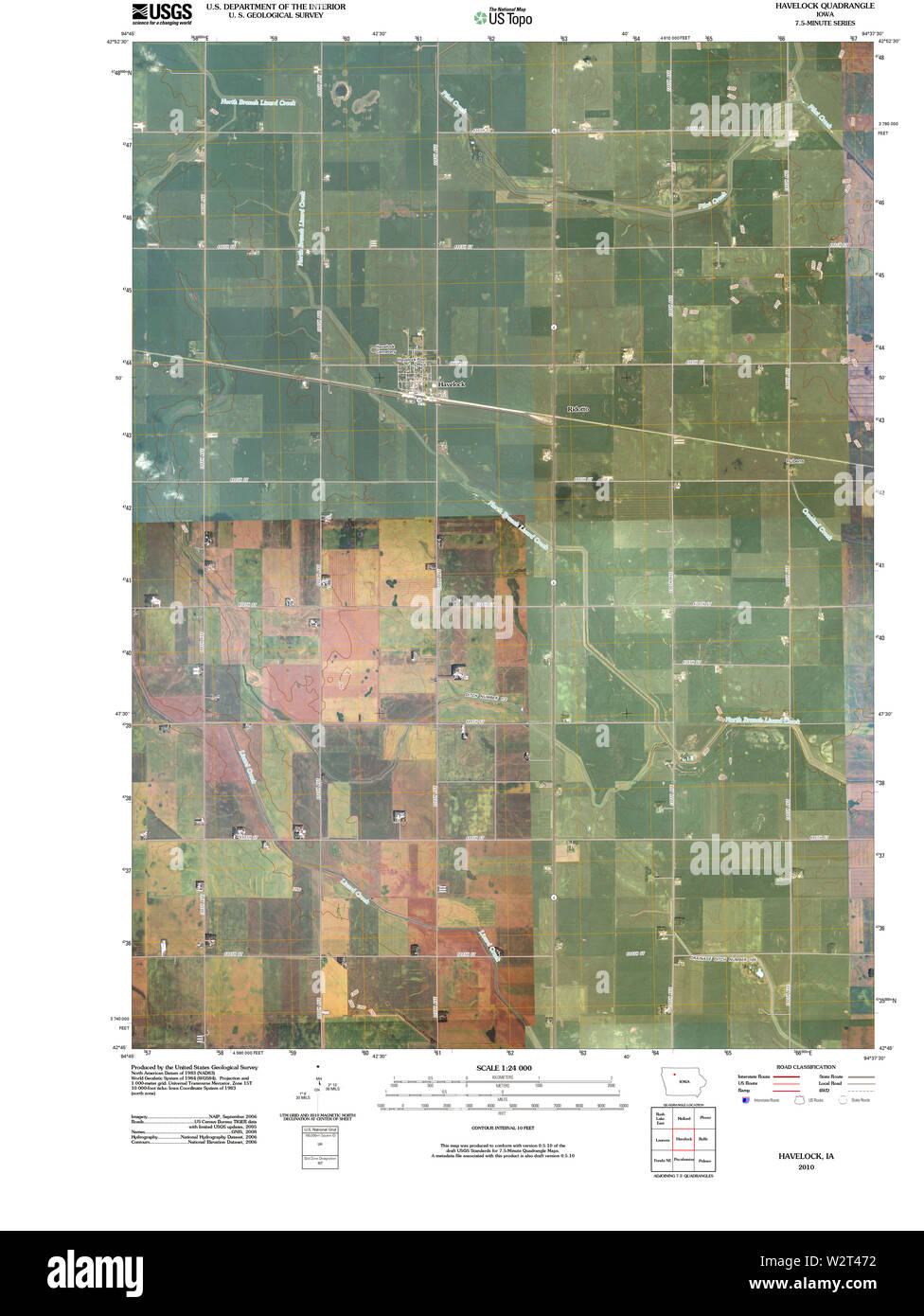 USGS mappe TOPO Iowa IA Havelock 20100427 TM il restauro Foto Stock