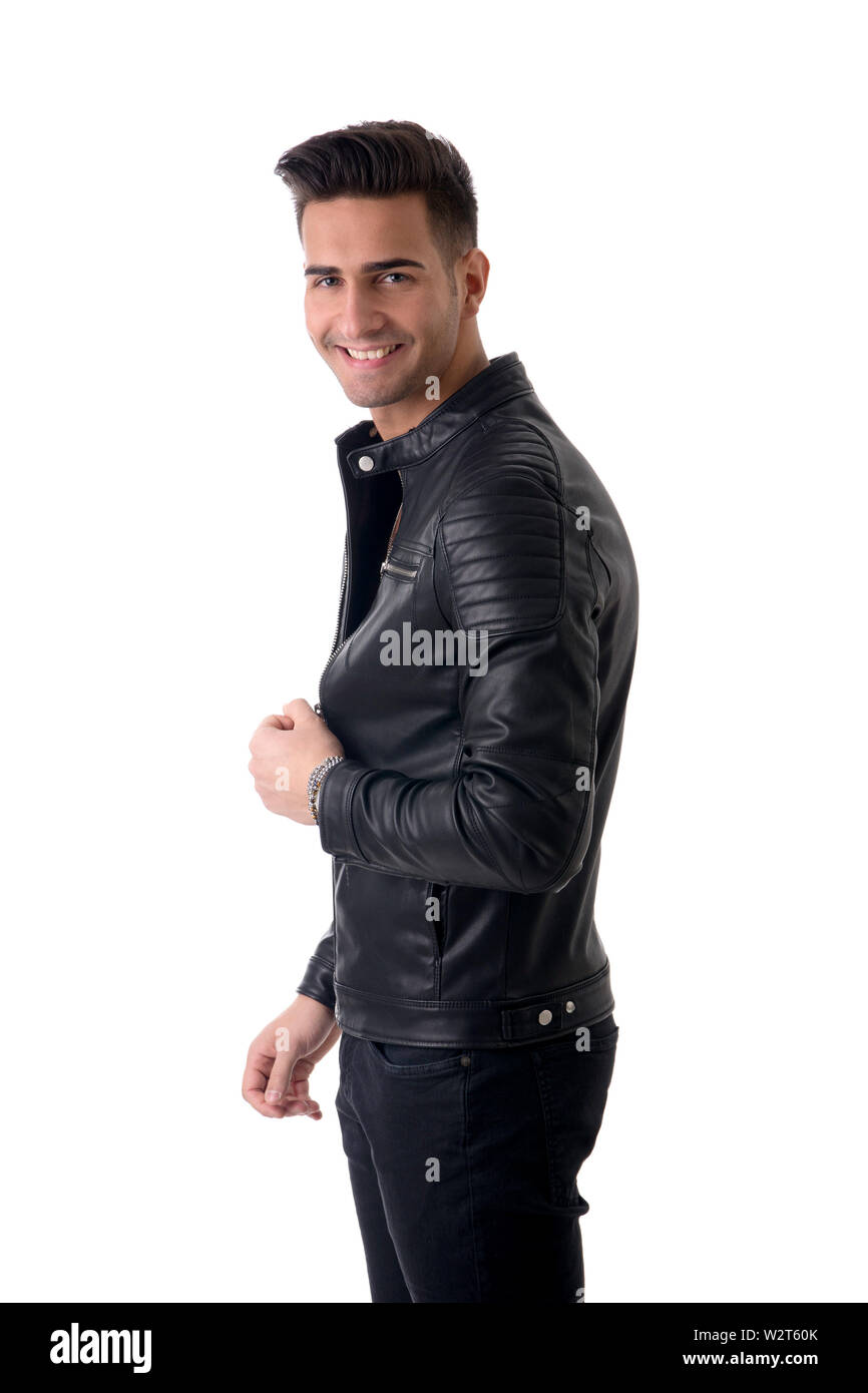 Giovane bell'uomo in piedi in studio girato Foto Stock