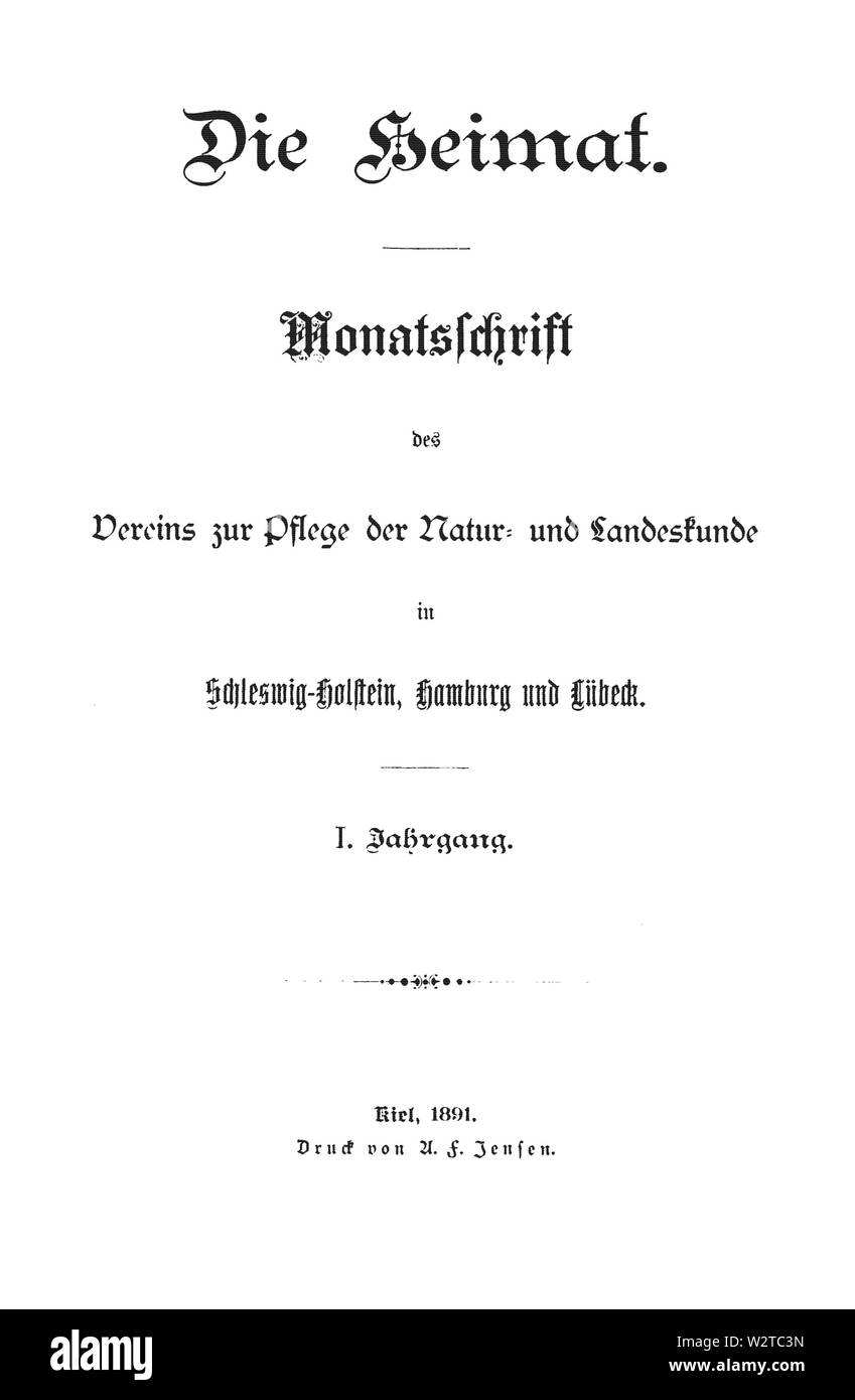 Die Heimat 1891 Titel Foto Stock