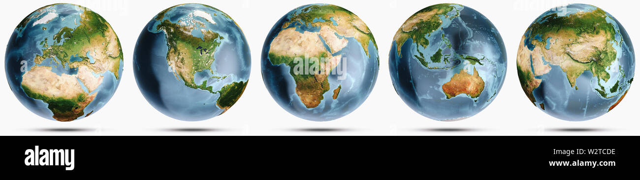Il Pianeta Terra chiara set globe Foto Stock