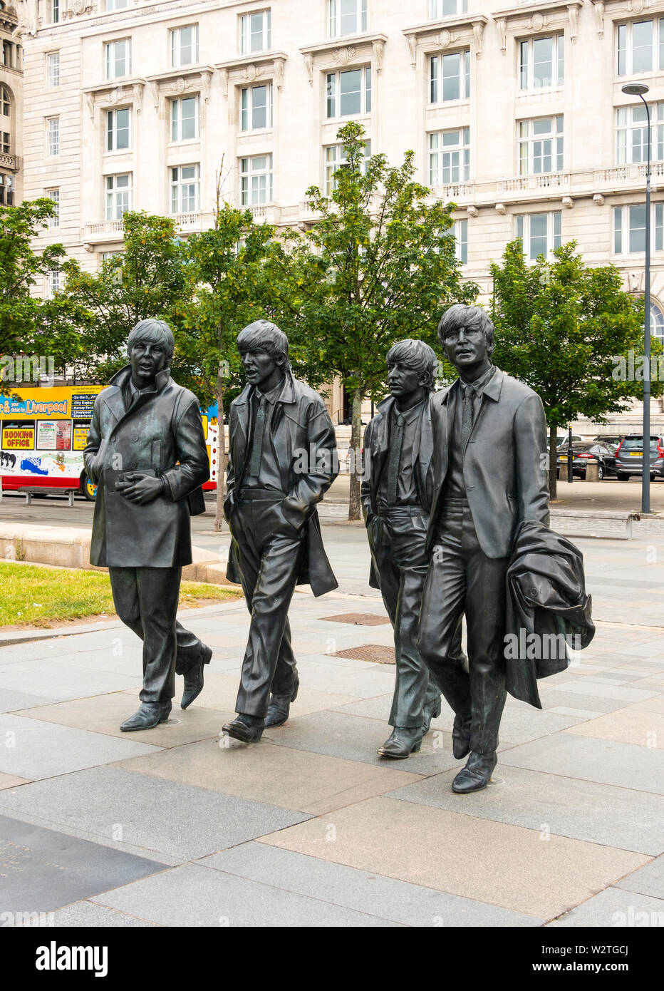 La statua dei Beatles di Andrew Edwards a Liverpool, Regno Unito Foto Stock