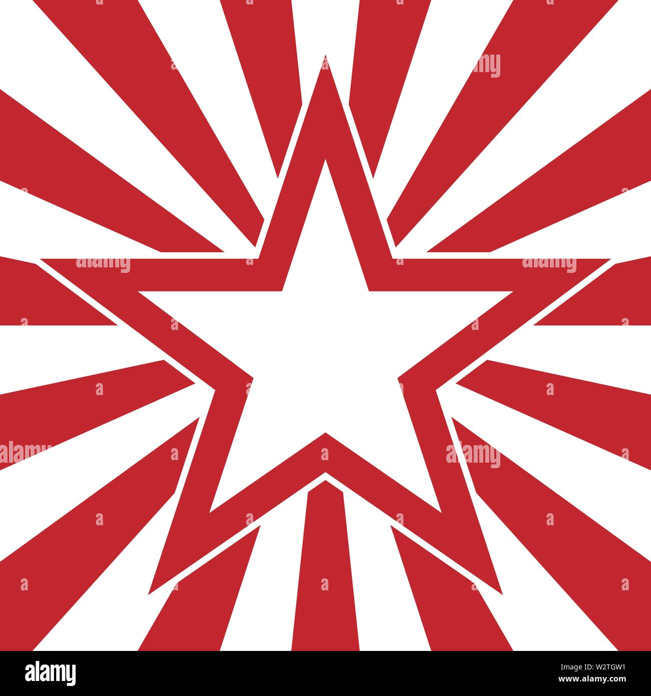 Immagine con stella rossa con vettore di raggi radiali Illustrazione Vettoriale