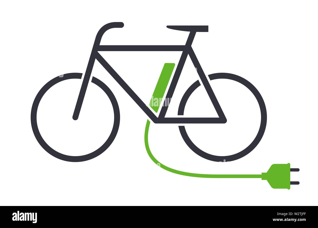 Icona di bicicletta elettrica semplice o vettore di simbolo di stazione di ricarica di bicicletta illustrazione Illustrazione Vettoriale