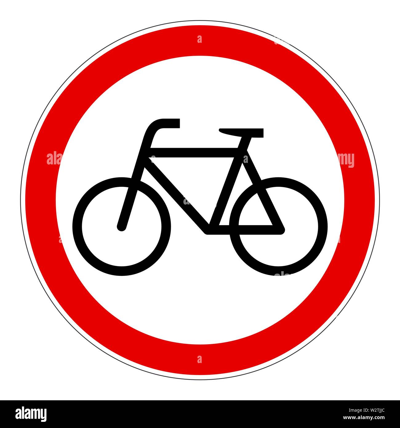 Semplice rosso no biciclette biciclette vietate segno vettore illustrazione Illustrazione Vettoriale