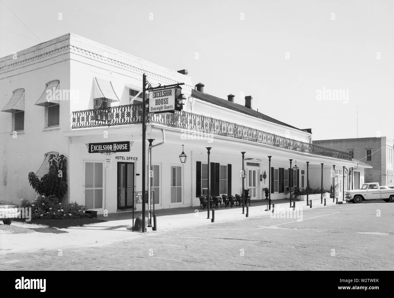 Hotel Excelsior, Austin Street, Jefferson, Marion County, Texas, Stati Uniti d'America, storici edifici americano sondaggio, 1960 Foto Stock