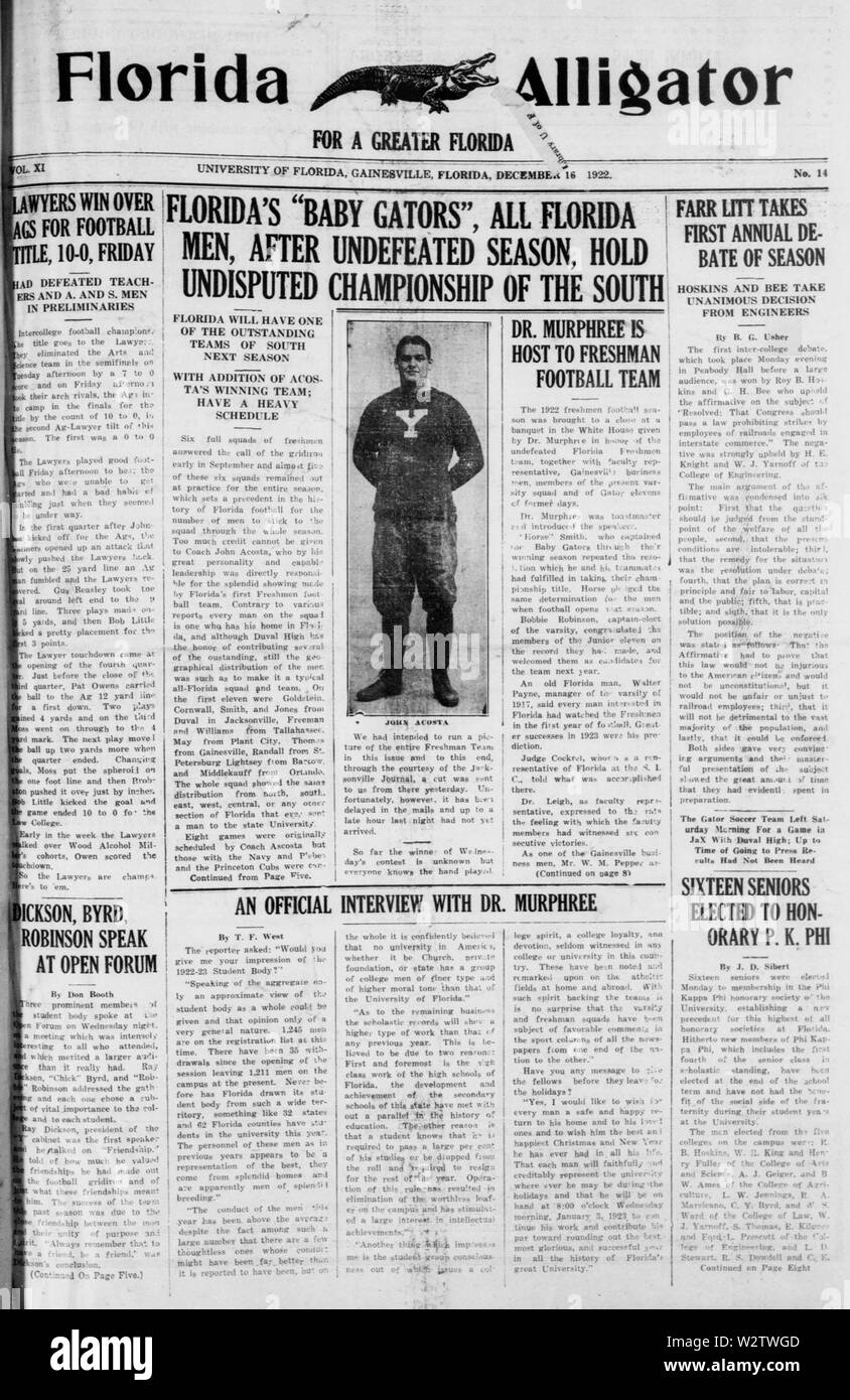 Florida Alligator 1922-12-16 Foto Stock