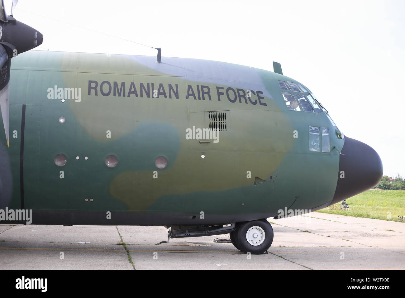 Bucarest, Romania - 22 Maggio 2019: Lockheed C-130 Hercules militare aereo cargo sul il Romanian Air Force novantesimo Airlift Base. Foto Stock