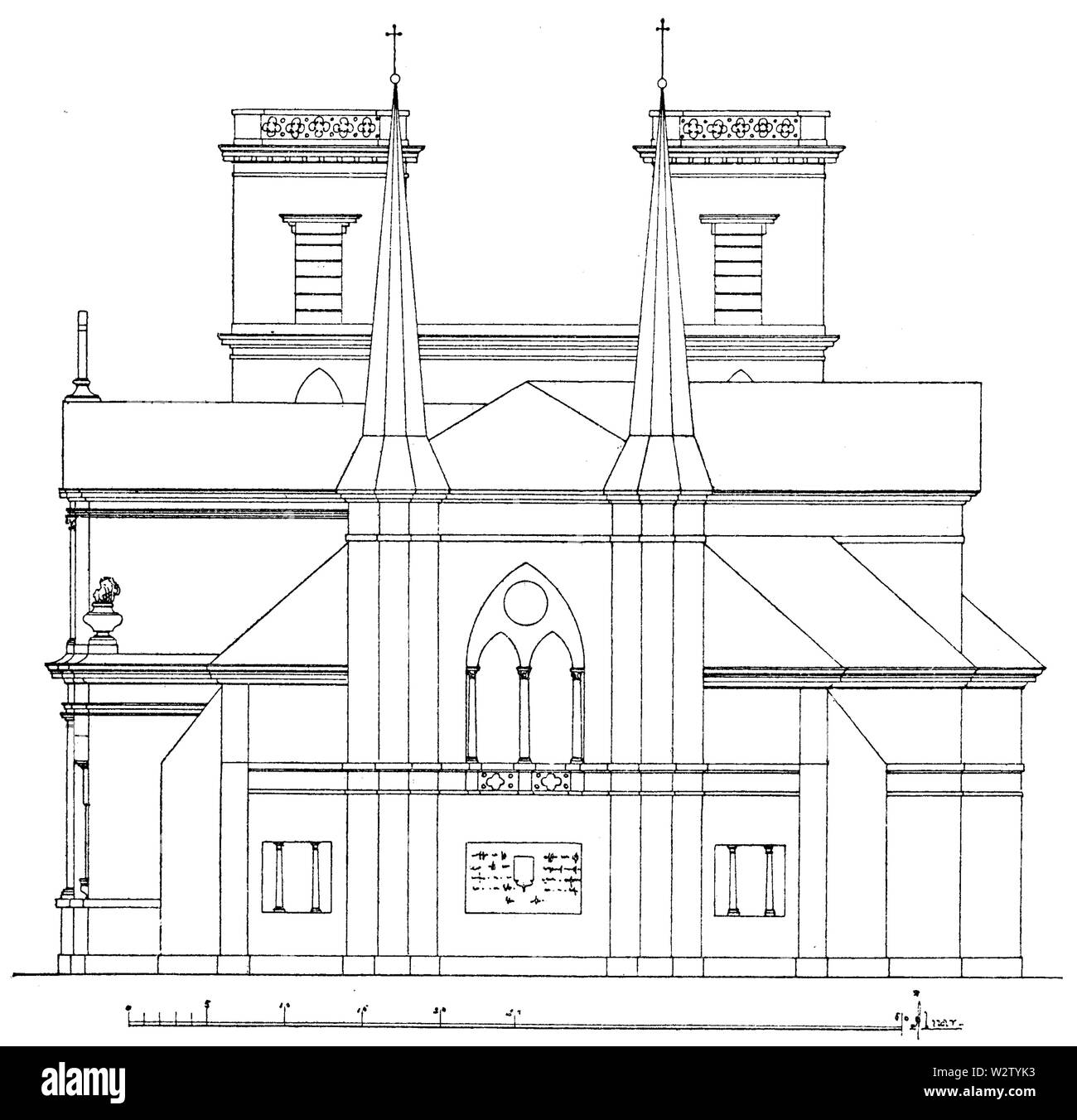 Svenska: Förslag fino a ny östfasad för Skara domkyrka sotto andra hälften av 1700-talet (den blev nästan inte alls genomförd). Foto Stock