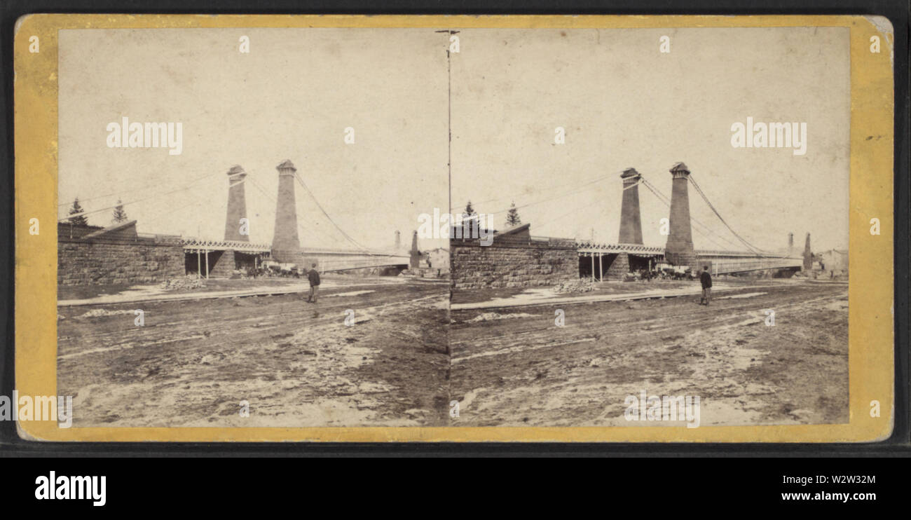 Vista generale del ponte di sospensione dal Canada lato E & HT Anthony (Azienda) 2 Foto Stock