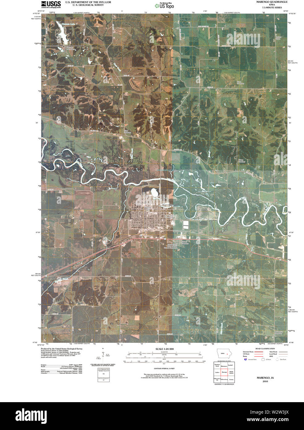 USGS mappe TOPO Iowa IA Marengo 20100511 TM il restauro Foto Stock