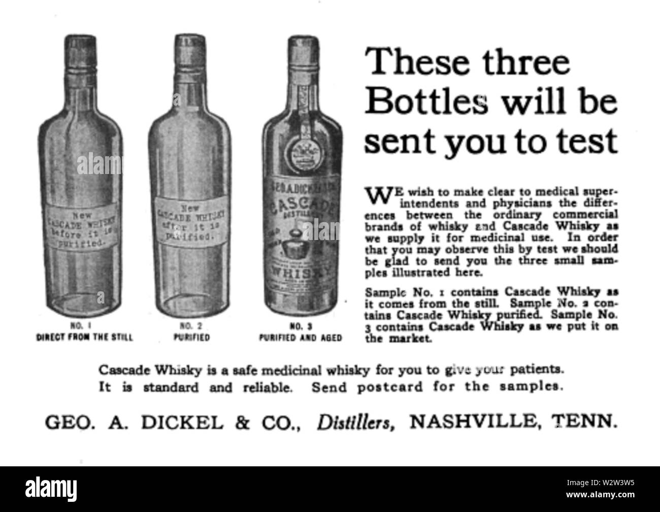 George-Dickel-cascade-medico-ad-1916 Foto Stock