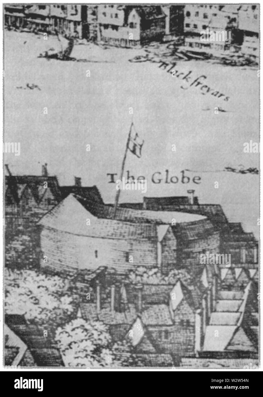 Il Globe Theatre - secondo il Globe Theatre - Hollar la vista di Londra - 1647 Foto Stock