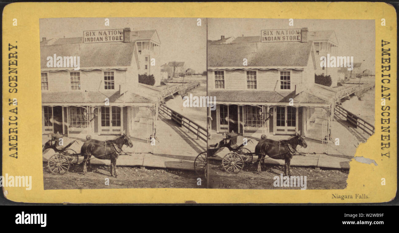 Cavallo e carrozzella fuori sei Nazione Negozio indiano, da Robert N Dennis raccolta di vista stereoscopica Foto Stock