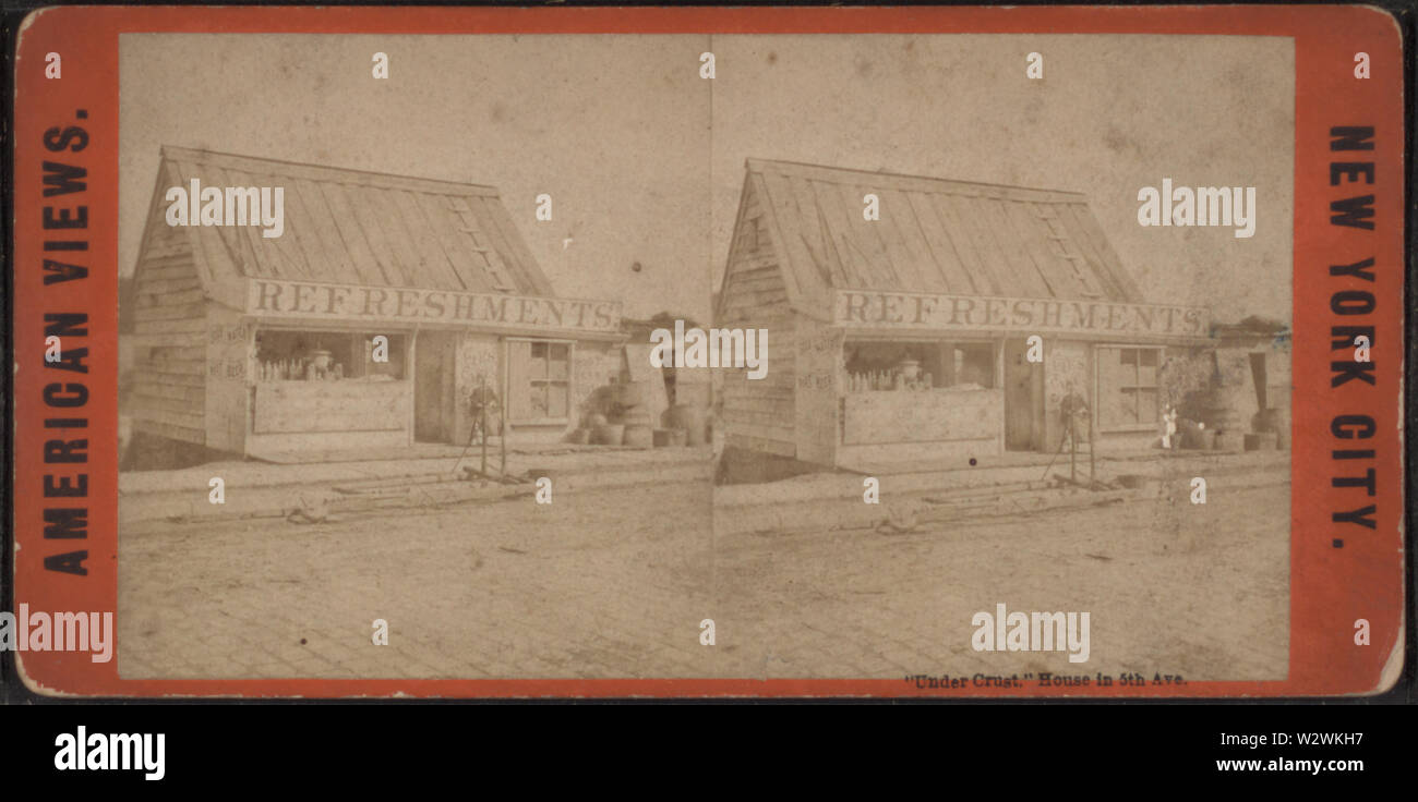 Sotto la crosta casa nella Quinta Avenue(rootbeer e torta stand), da Robert N Dennis raccolta di vista stereoscopica Foto Stock