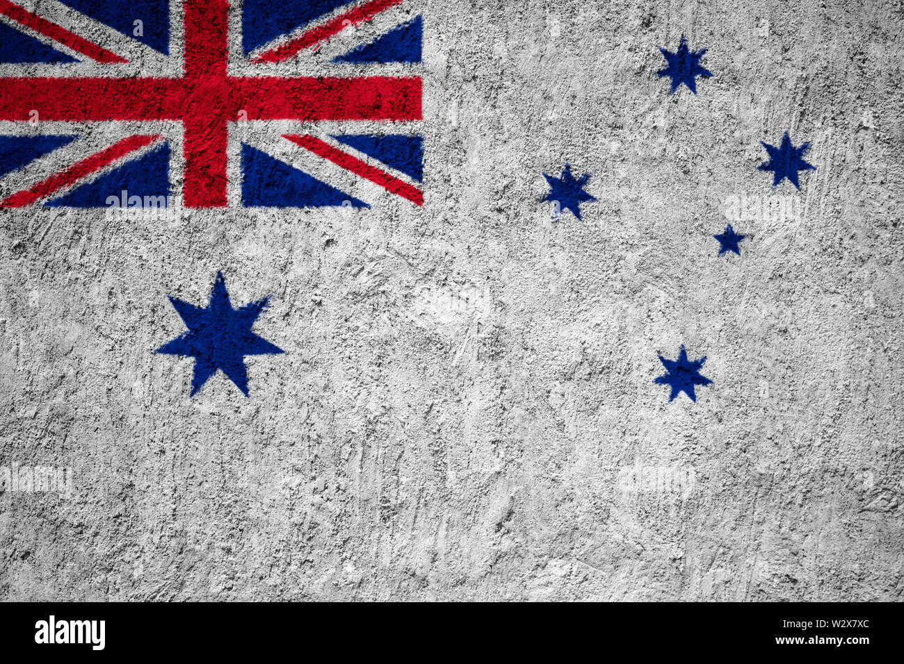 Bandiera della Marina Ensign of Australia dipinta sulla parete di cemento frantumata Foto Stock