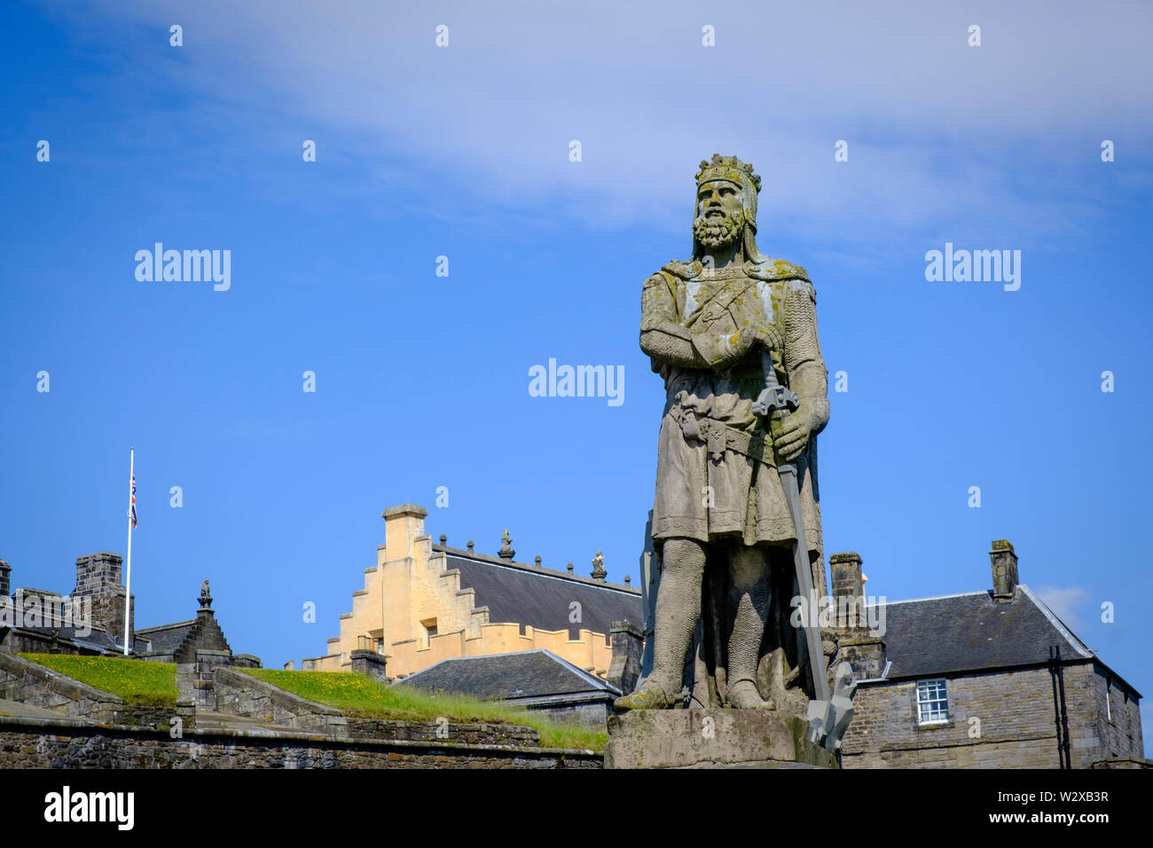 Statua di Re Roberto Bruce al Castello di Stirling Stirling Stirlingshire Scozia Scotland Foto Stock