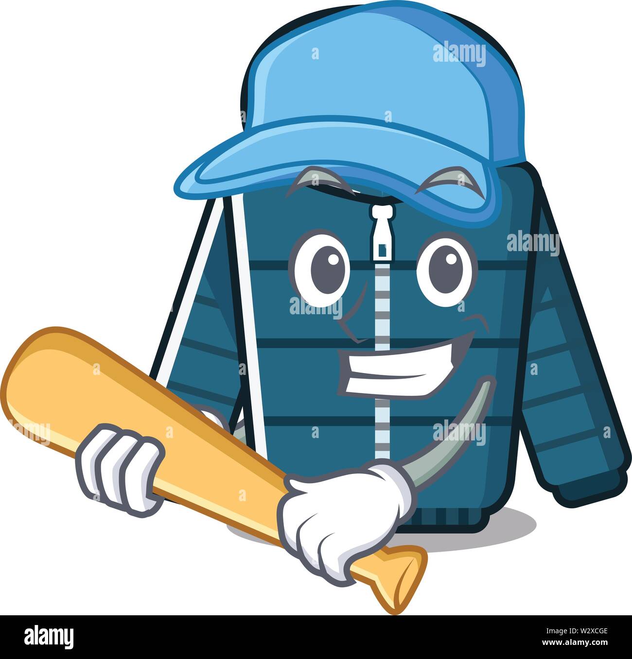 A giocare a baseball cappotto invernale nella forma dei caratteri Illustrazione Vettoriale