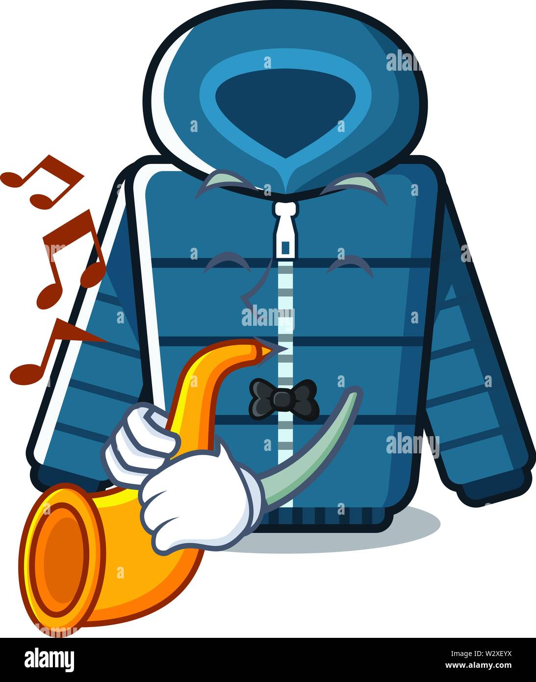 Con tromba cappotto invernale isolato con la mascotte Illustrazione Vettoriale