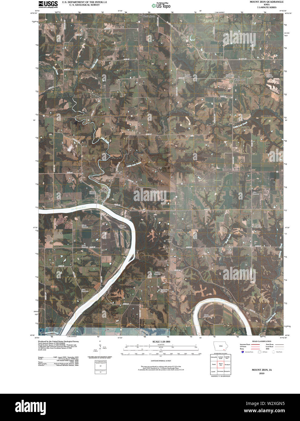 USGS mappe TOPO Iowa IA Monte Sion 20100505 TM il restauro Foto Stock