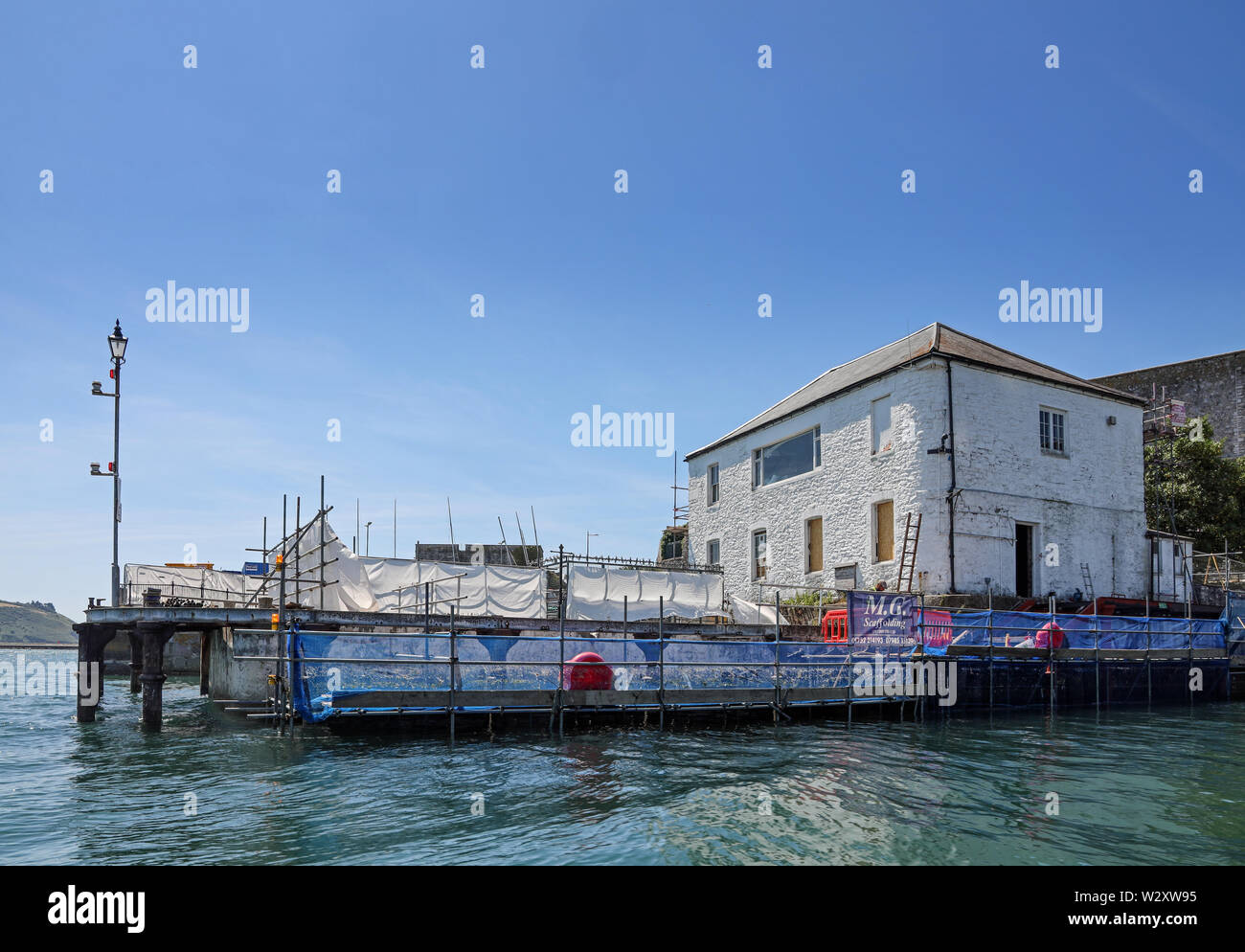 Phoenix Wharf a Plymouth Barbican in fase di riparazione e ristrutturazione nel tempo al Mayflower 400 celebrazioni nel 2020 Foto Stock